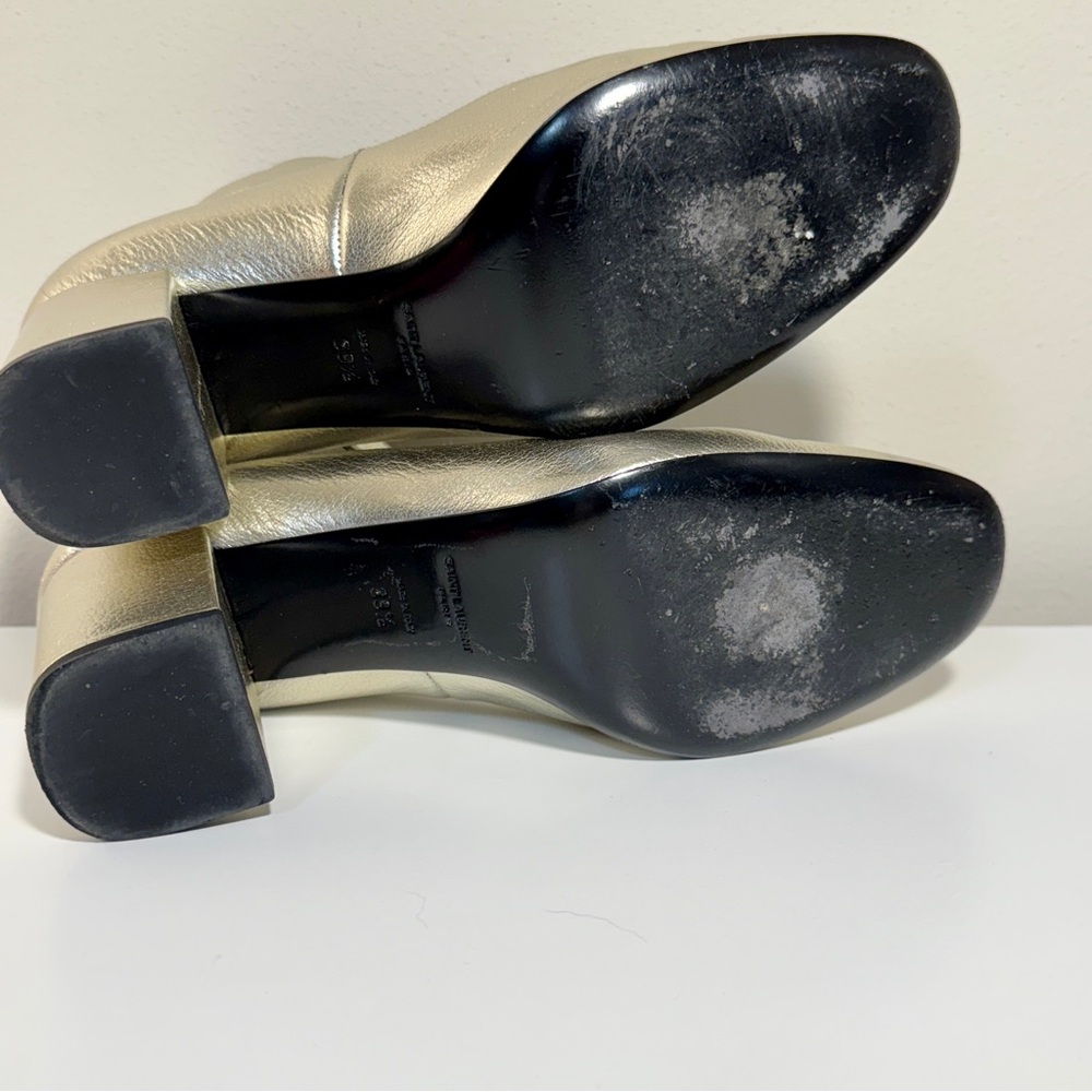Saint Laurent Gold Block Heel Shoes - Picture 14 of 16